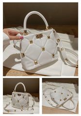 Luxury Rivet Rhombus Chain Bucket Tote handbag